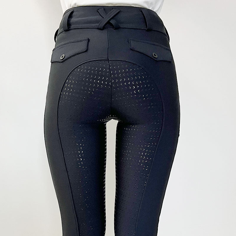 Kinder Vollbesatz Reitleggings Premium – Mit Grip, Handytasche & Extra Langem Bein